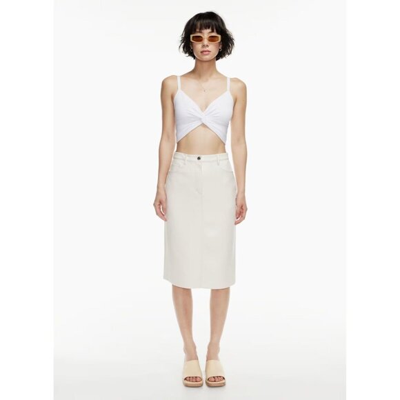 Aritzia WILFRED Bay Pale Lilac Ribbed Twist Front Cropped Tank Top, Size S - Picture 6 of 10